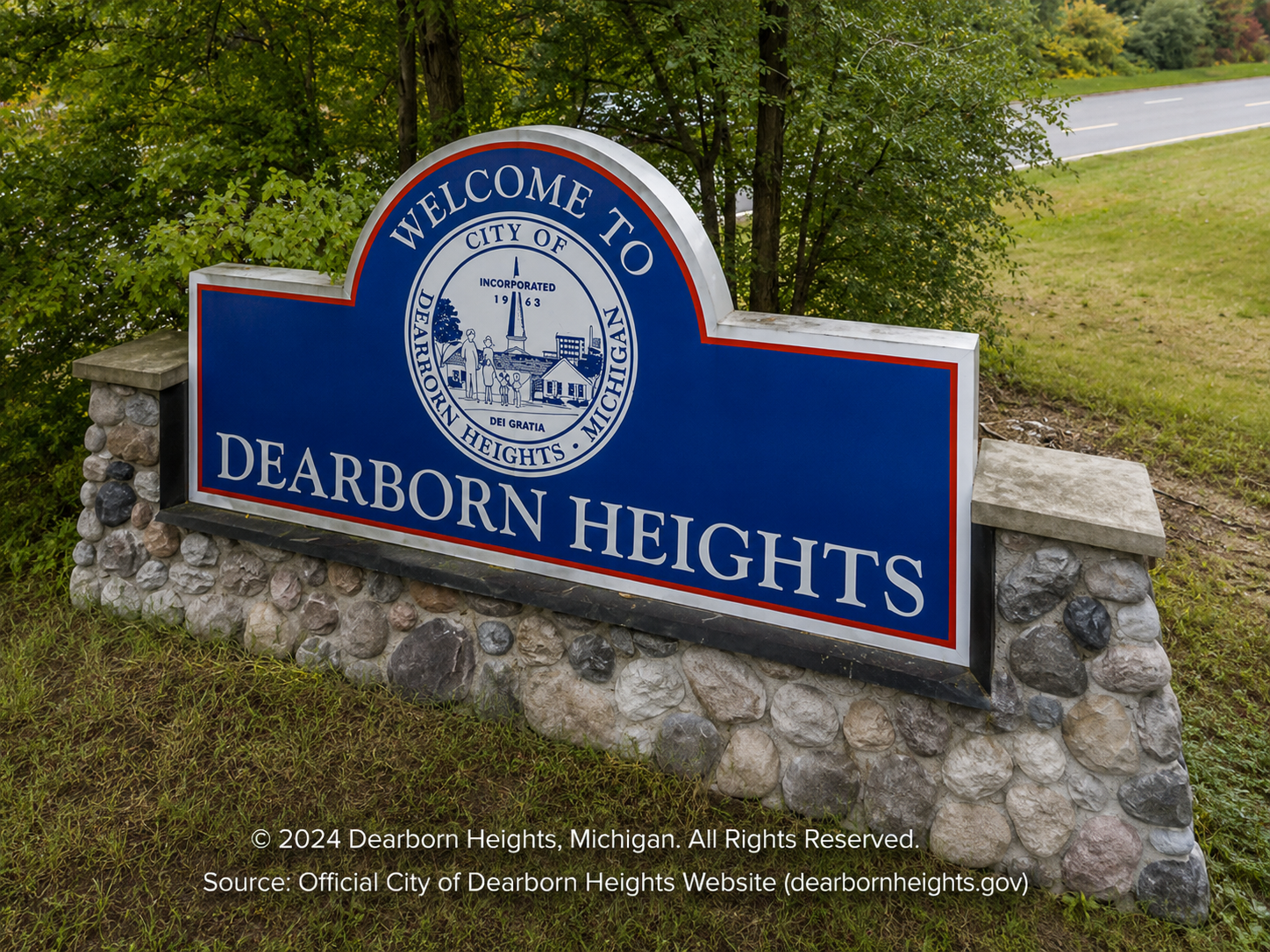 Welcome to Dearborn Heights, Michigan city sign