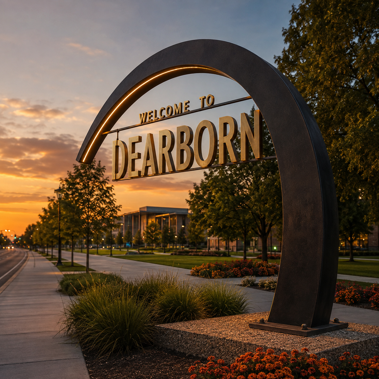 Welcome to Dearborn, Michigan city sign