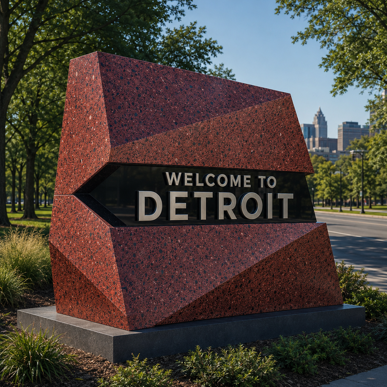 Welcome to Detroit, Michigan city sign