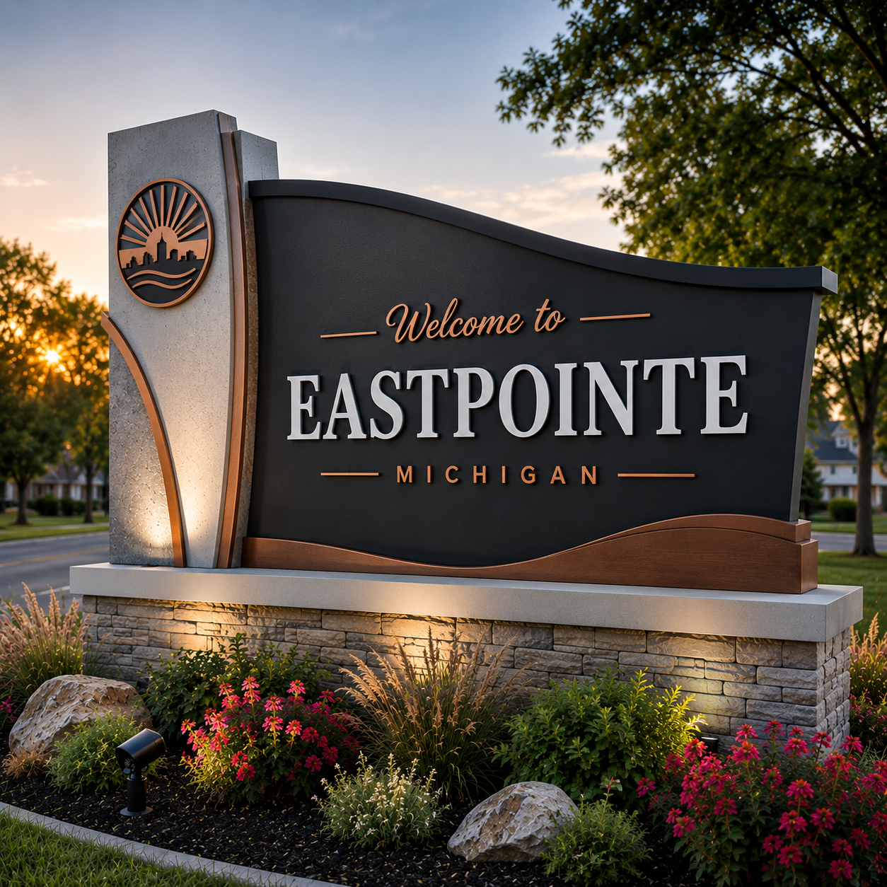 Welcome to Eastpointe, Michigan city sign