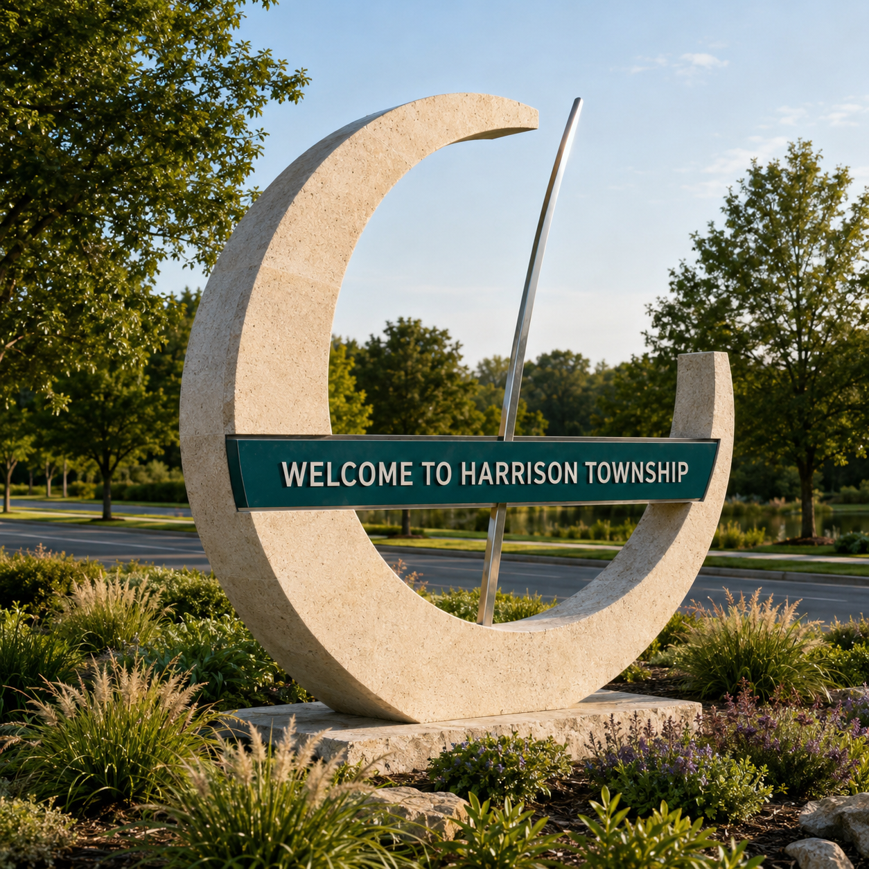 Welcome to Harrison Township, Michigan city sign