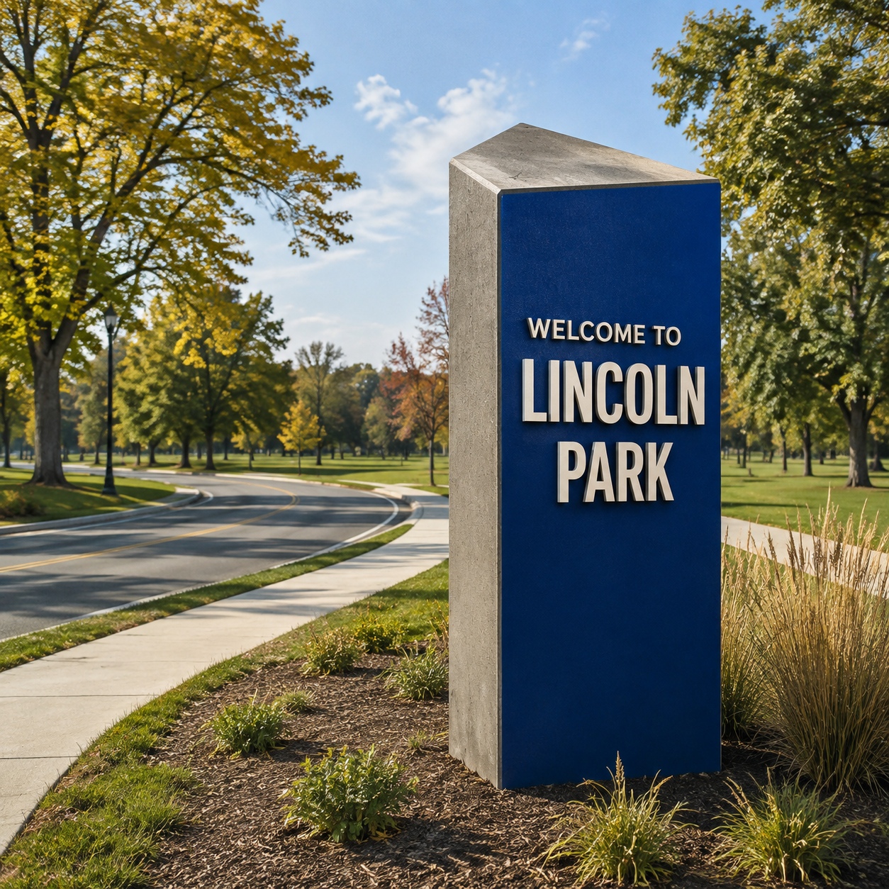Welcome to Lincoln Park, Michigan city sign