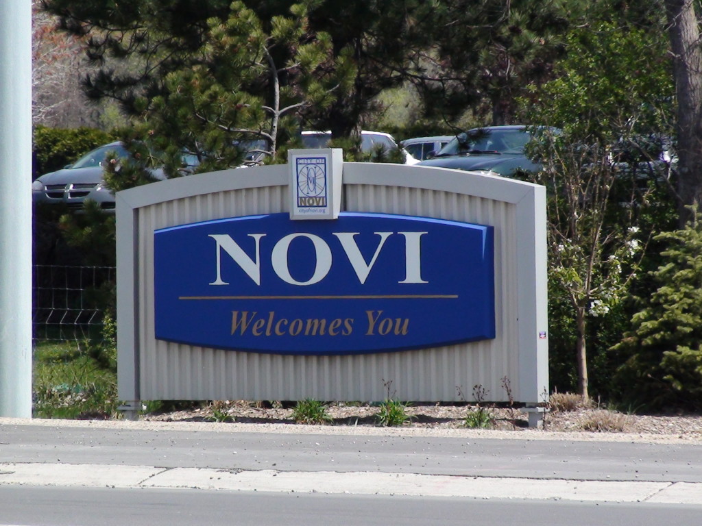Novi, Michigan city sign