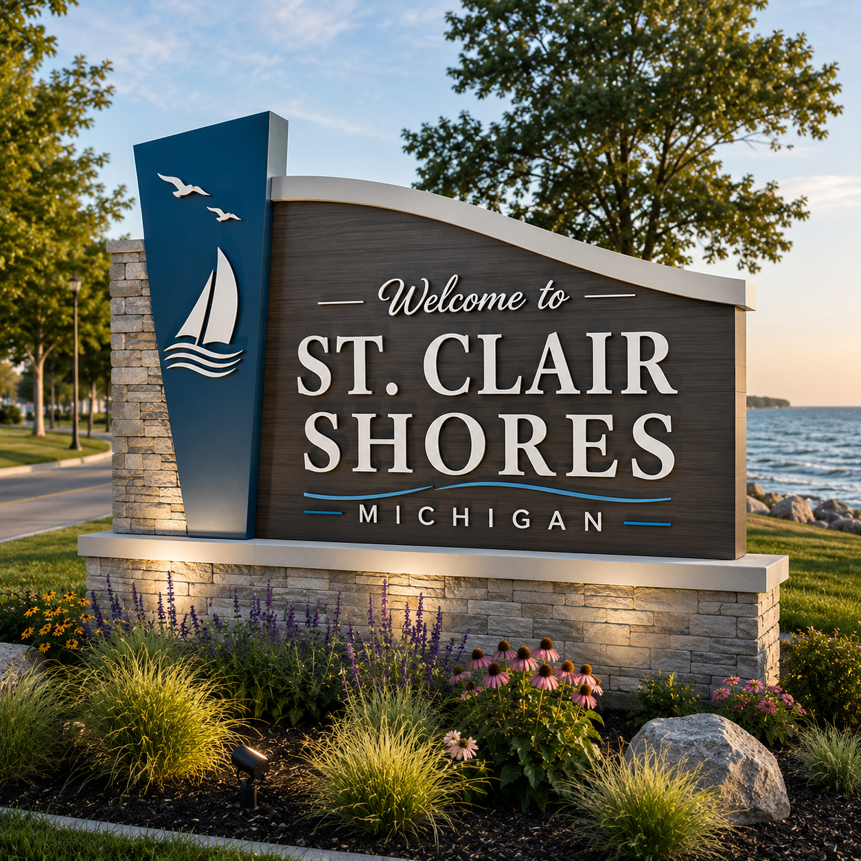 Welcome to St. Clair Shores, Michigan city sign
