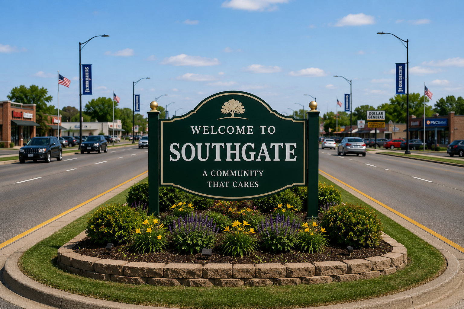 Welcome to Southgate, Michigan city sign
