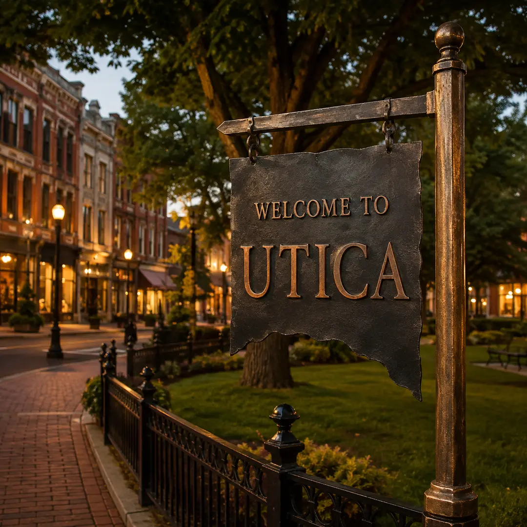Welcome to Utica, Michigan city sign